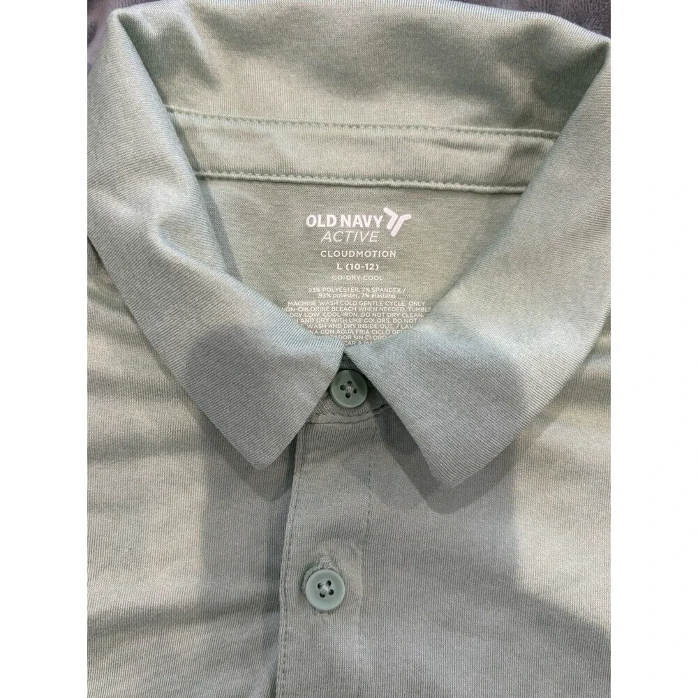 Old Navy Active CloudMotion Polo Shirt Youth Boys Large 10-12 Mint Green Perform